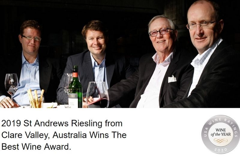 Photo for: 2019 St Andrews Riesling from Clare Valley, Australia Wins The Best Wine Award